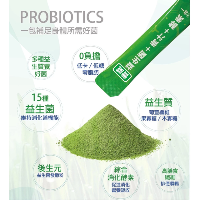 [綠工坊] 益生菌+青汁+酵素 3合一 小麥若葉 隨身包 青汁 複方調理聖品 普威