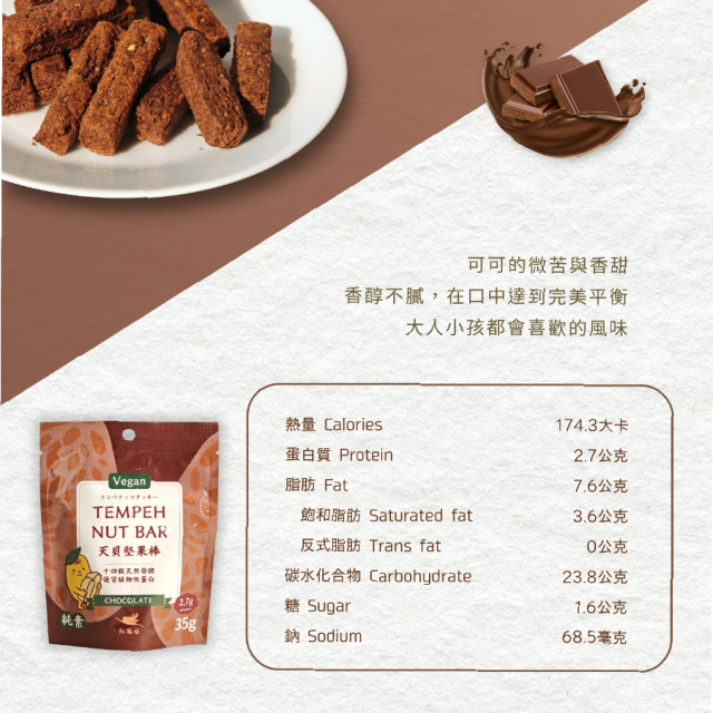 [綠工坊] 原味 印度咖哩 天貝堅果棒 無棕櫚油 巧克力 植物蛋白 天貝餅乾 低GI 千層酥 翔鶴佳