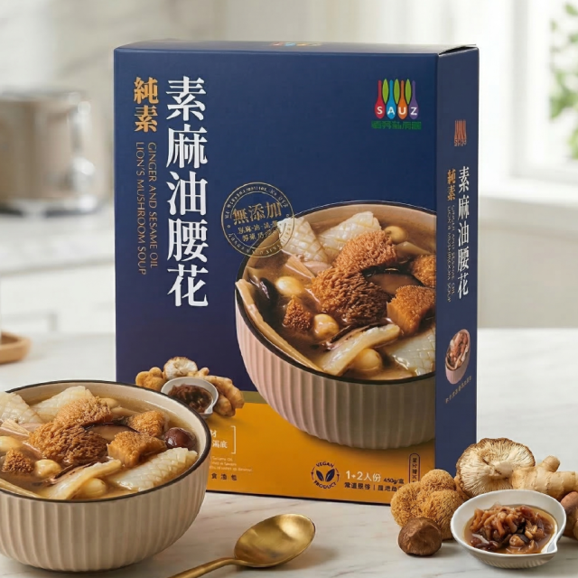 [綠工坊]  素麻油腰花 純素/全素 猴頭菇 蒟蒻 經典溫補 暖胃湯包 常溫調理包 方便即食 宵夜補給 毓秀私房醬