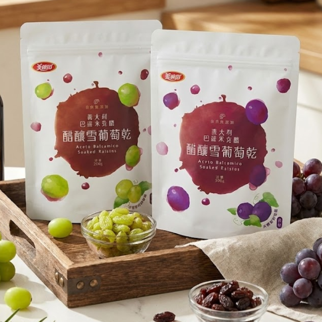 [綠工坊] 葡萄乾 醋葡萄 添加巴薩米克醋 無防腐劑 有籽 無籽 醋釀雪葡萄乾 美味田 台灣製